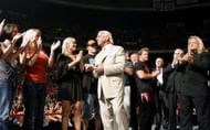 The entire locker room was out there to celebrate Flair's legendary career.